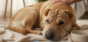 perro Shar pei con fiebre